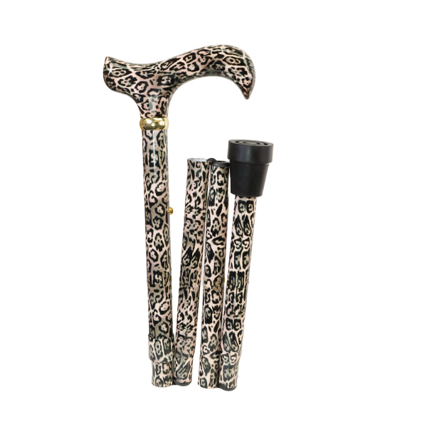 Leopard Print Folding Walking Stick